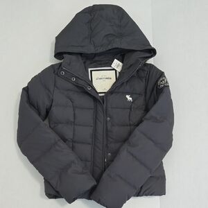Abercrombie Kids Gray Puffer Down Feather Jacket With Hood- Girls XL - NWT